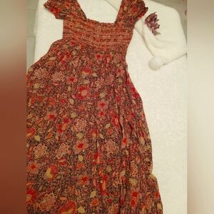 Floral Red and Orange Women's Dress